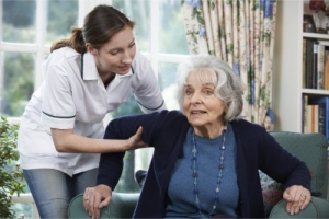 caregiver helping senior